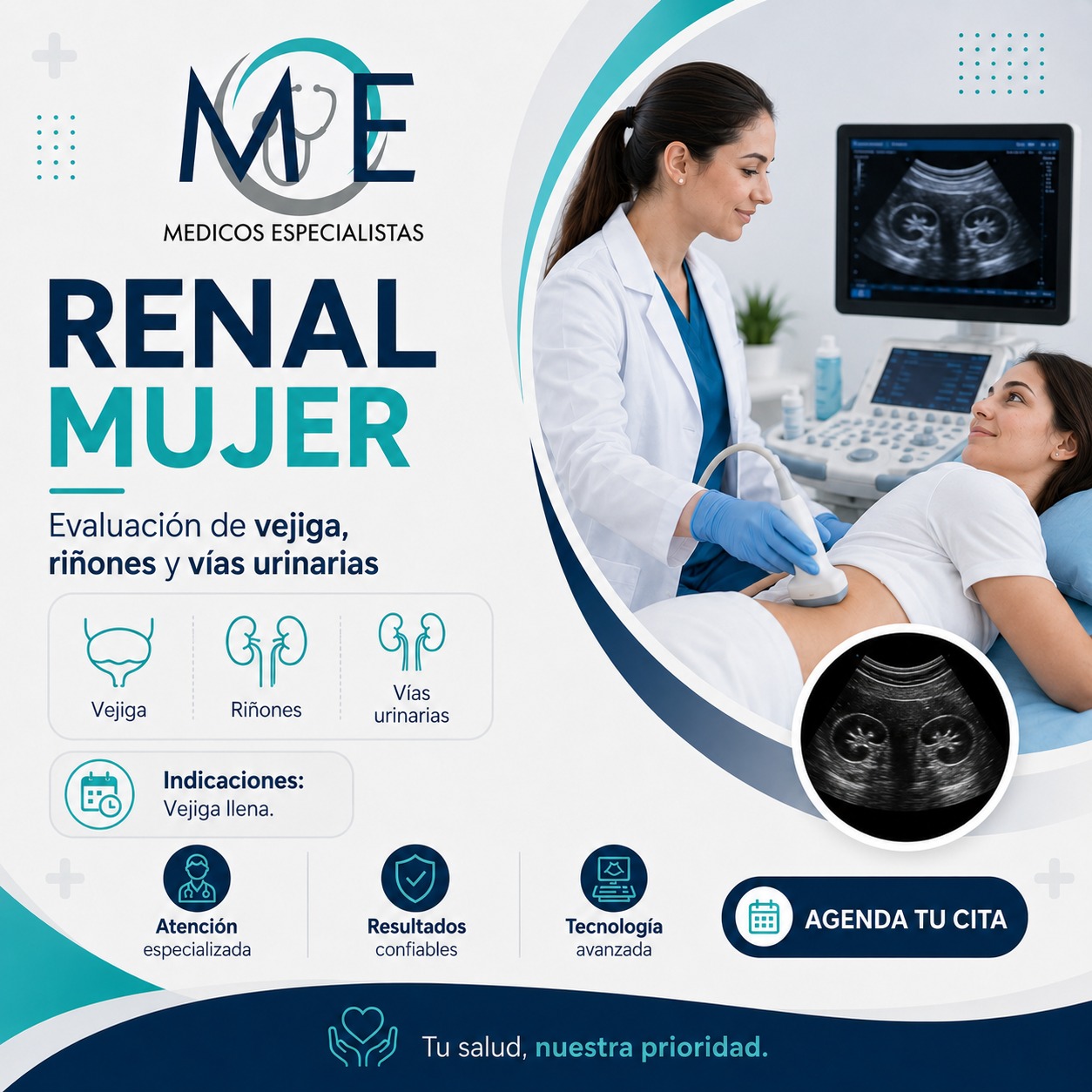 Renal mujer: Vejiga, riñones, vías urinarias.